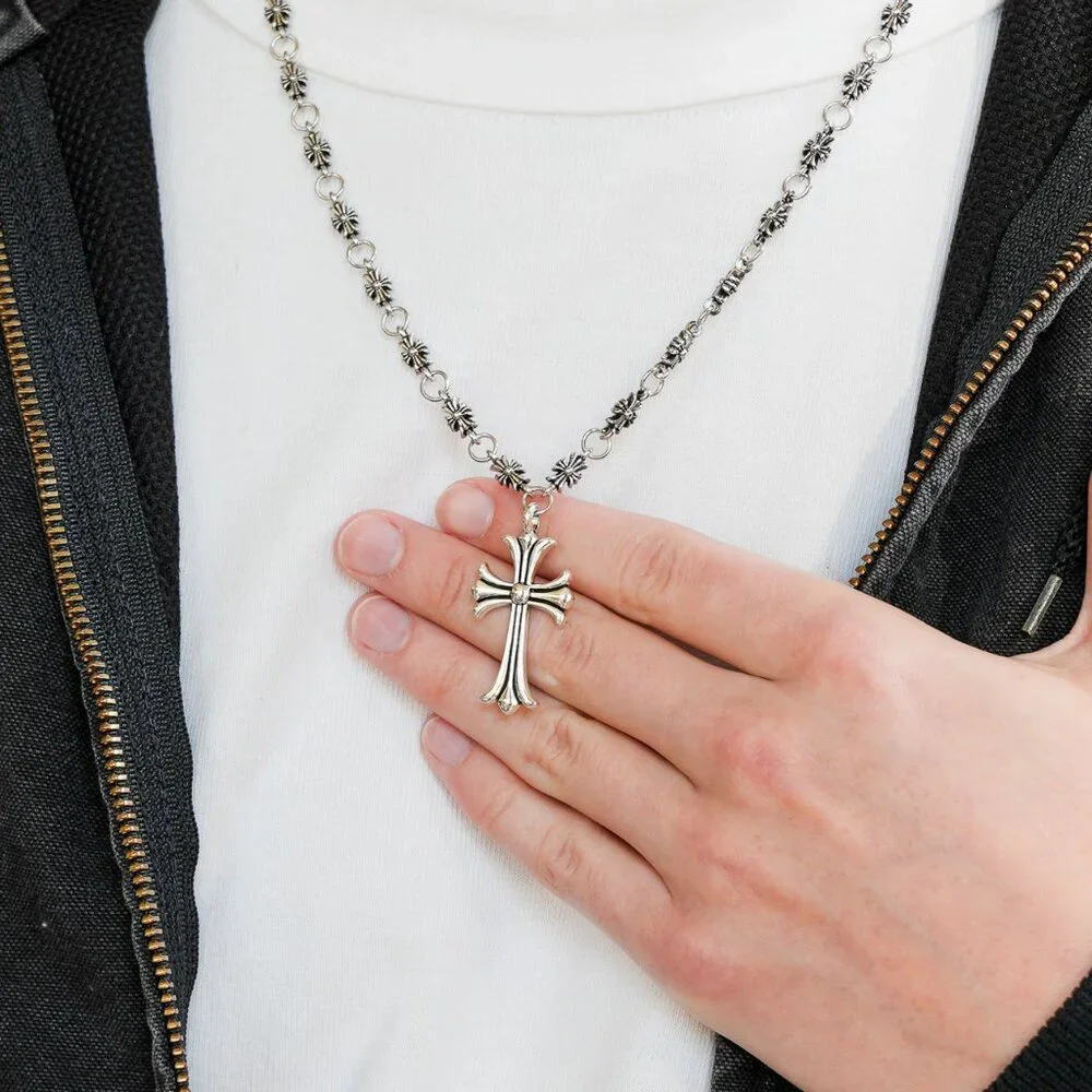 Silver Gothic Cross Chain Necklace